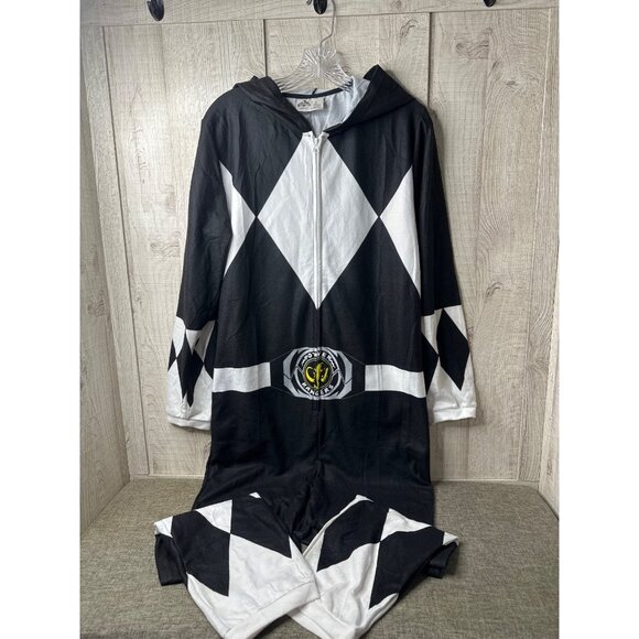 Power Rangers Other - Mighty Morphin Power Rangers Small Black & White Hooded Jumpsuit Costume